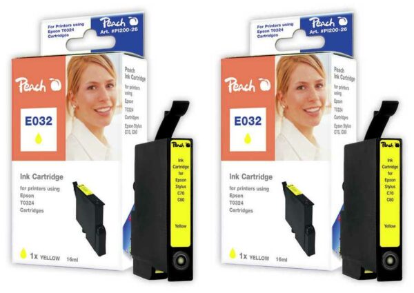 Peach E324Y 2 Druckerpatronen 2*ye ersetzt Epson T0324Y*2