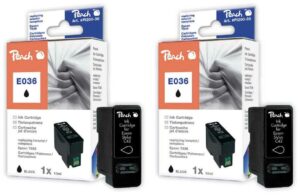 Peach E36BK 2 Druckerpatronen 2*bk ersetzt Epson T036BK*2