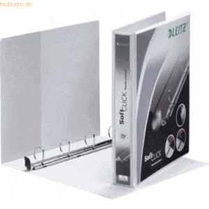 Leitz Ringbuch Soft Click A4 4 Ringe 30mm 2 Außentaschen weiß