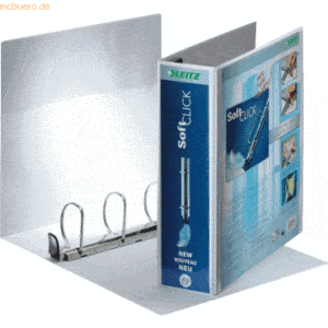 Leitz Ringbuch Soft Click A4 4 Ringe 60mm 2 Außentaschen weiß