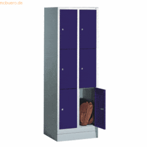 CP Fächerschrank 2x3 Fächer HxBxT 180x61x50cm Metall lichtgrau/blau