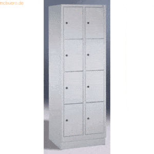 CP Fächerschrank 2x4 Fächer HxBxT 180x61x50cm Metall lichtgrau