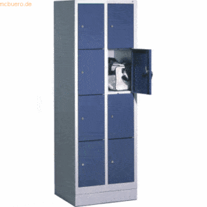 CP Fächerschrank 2x4 Fächer HxBxT 180x61x50cm Metall lichtgrau/blau