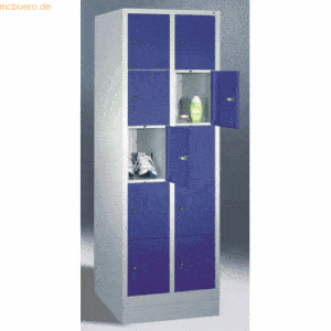 CP Fächerschrank 2x5 Fächer HxBxT 180x61x50cm Metall lichtgrau/blau