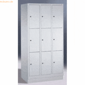 CP Fächerschrank 3x3 Fächer HxBxT 180x90x50cm Metall lichtgrau