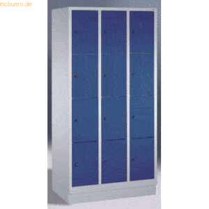 CP Fächerschrank 3x4 Fächer HxBxT 180x90x50cm Metall lichtgrau/blau