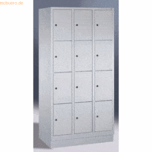 CP Fächerschrank 3x4 Fächer HxBxT 180x90x50cm Metall lichtgrau