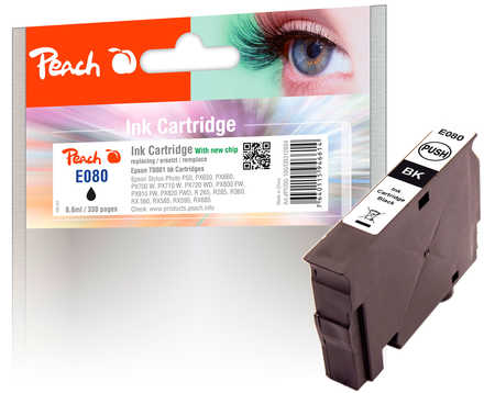 Peach E801bk Druckerpatrone bk ersetzt Epson T0801 bk