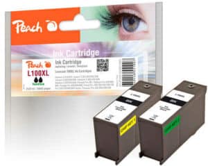 Peach L100XLBK Doppelpack 2 Druckerpatronen XL 2*bk ersetzt Lexmark No. 100XLBK*2