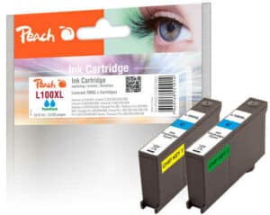 Peach L100XLC Doppelpack 2 Druckerpatronen XL 2*cy ersetzt Lexmark No. 100XLC*2