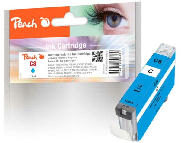 Peach C8C Druckerpatrone XL cy ersetzt Canon CLI-8C