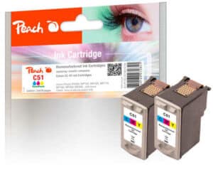 Peach C51C 2 Druckköpfe XL 2*col ersetzt Canon CL-51C*2