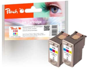 Peach C38C 2 Druckköpfe 2*col ersetzt Canon CL-38C*2