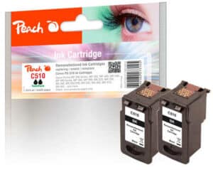 Peach C510BK 2 Druckköpfe 2*bk ersetzt Canon PG-510BK*2