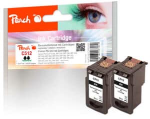 Peach C512BK 2 Druckköpfe XL 2*bk ersetzt Canon PG-512BK*2