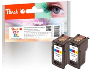 Peach C511C 2 Druckköpfe 2*col ersetzt Canon CL-511C*2