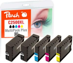 Peach C2500XL 5 Druckerpatronen XL (2*bk
