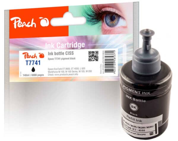 Peach E774BK Tintenbehälter pigm. bk ersetzt Epson No. 774BK