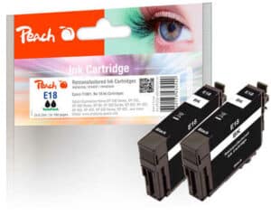 Peach E18bk 2 Druckerpatronen 2*bk ersetzt Epson No. 18 bk*2