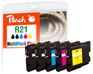 Peach R21 5 Druckerpatronen (2*bk