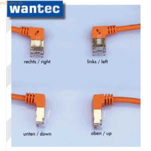 wantec wantecWire Patchkabel CAT7 gewinkelt (90 Grad rechts) SSTP grau