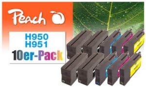 Peach H950 10 Druckerpatronen (2*bk