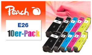 Peach E26 10 Druckerpatronen (2*bk