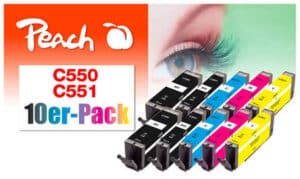 Peach C550 10 Druckerpatronen (2*bk