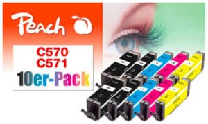 Peach C570 10 Druckerpatronen (2*bk