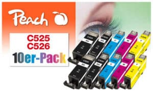 Peach C525 10 Druckerpatronen XL (2*bk