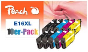 Peach E16XL 10 Druckerpatronen XL (2*bk