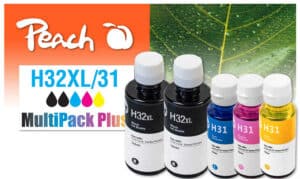 Peach H32XL 5 Druckerpatronen (2*bk