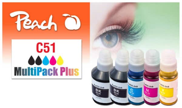 Peach C51 5 Druckerpatronen (2*bk