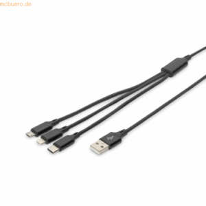 Assmann DIGITUS USB Ladekabel USB A - Lightning+micro B+Type-C 1m