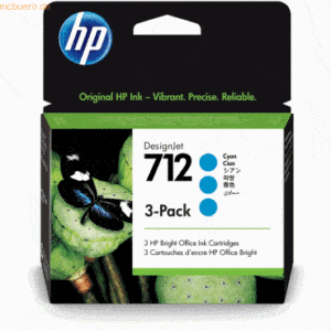 Hewlett Packard HP Tinte Nr. 712 Cyan 3er Pack (3 x 29ml)