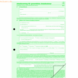 10 x RNK Vordruck Arbeitsvertrag A4 gewerblich VE=10 Stück