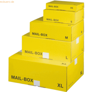20 x smartboxpro Versandkarton MAILBOX XS 250x155x38mm gelb/anthrazit