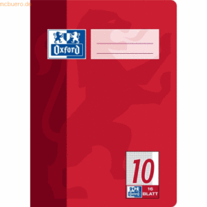 15 x Oxford Schulheft A5 Lineatur 10 16 Blatt rot