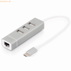 Assmann DIGITUS USB 2.0 3-Port Hub & FE LAN-Adapter Typ C Anschluss