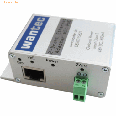 wantec wantec 2wIP slim 2-Draht Ethernet Adapter m.PoE /Schraubklemme
