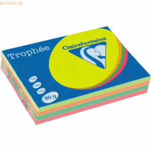 Clairefontaine Kopierpapier Rodeco A4 farbig sortiert Fluo Leuchtfarbe