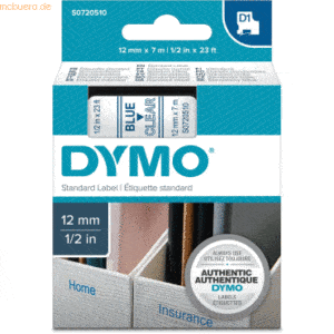 Dymo Etikettenband Dymo D1 12mm/7m blau/transparent