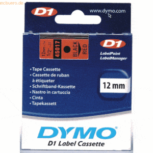 Dymo Etikettenband Dymo D1 12mm/7m schwarz/rot