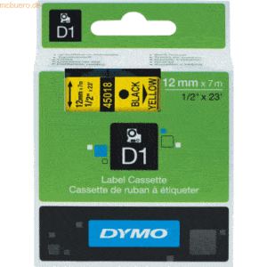 Dymo Etikettenband Dymo D1 12mm/7m schwarz/gelb