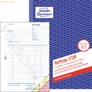 Avery Zweckform Formularbuch Auftrag A5 3x40 Blatt