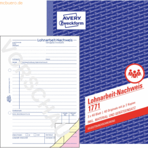 Avery Zweckform Formularbuch Lohnarbeitsnachweis A5 3x40 Blatt