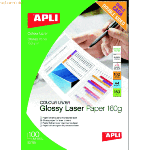Apli Fotopapier Laser A4 160g/qm glossy beidseitig VE=100 Blatt