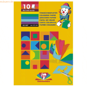 5 x Clairefontaine Fotokartonblock A3 270g/qm VE=10 Blatt farbig sorti