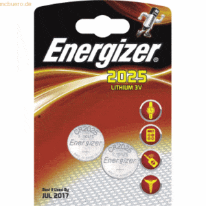 Energizer Knopfzellen CR2025 Lithium VE=2 Stück