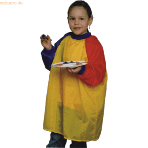 12 x M+M Malkittel one size gelb/rot/blau mit langen Ärmeln für Kinder
